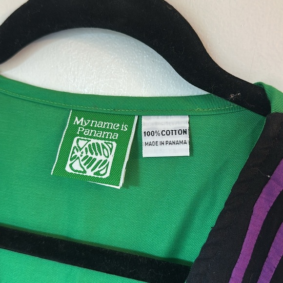 My name is Panama stitched patch colorful vest medium cotton - Picture 3 of 5